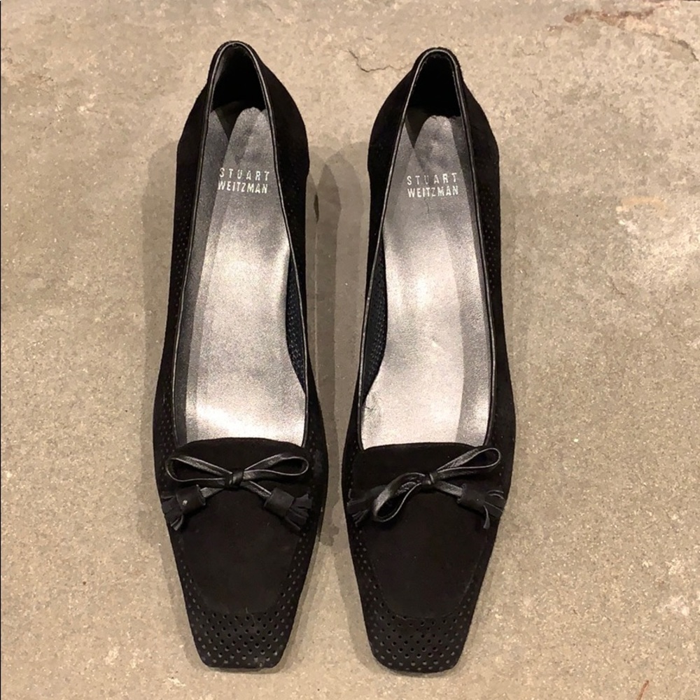 Stuart Weitzman black suede “Populace” kitten heel